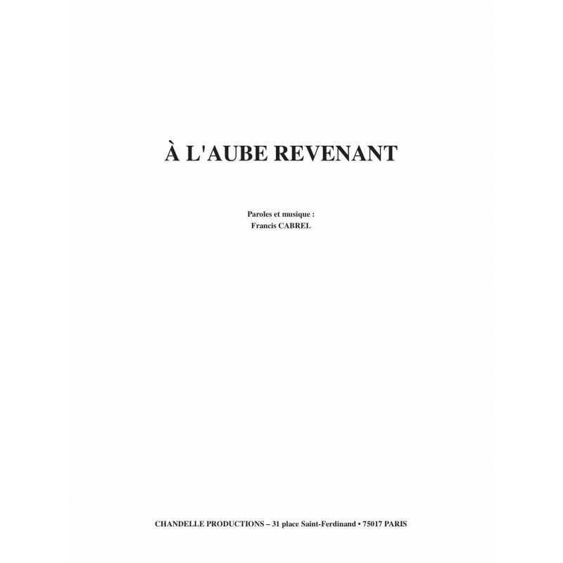Sheet music À L'AUBE REVENANT Francis CABREL
