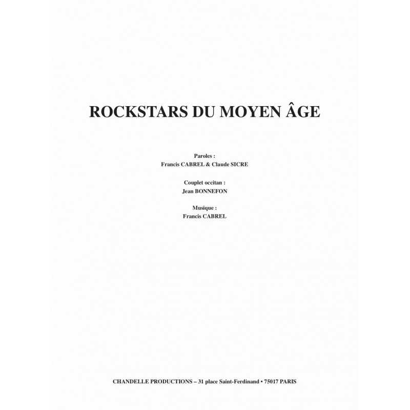 Partition ROCKSTARS DU MOYEN ÂGE Francis CABREL