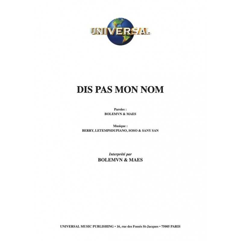 Partition DIS PAS MON NOM  BOLEMVN
