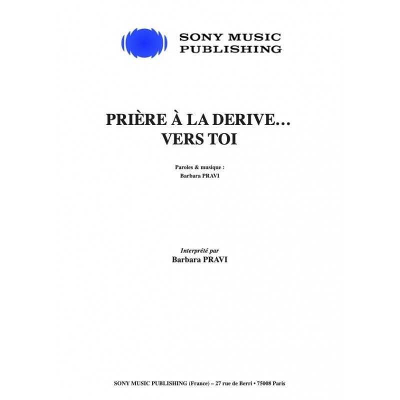 Partition PRIÈRE À LA DERIVE VERS TOI Barbara PRAVI