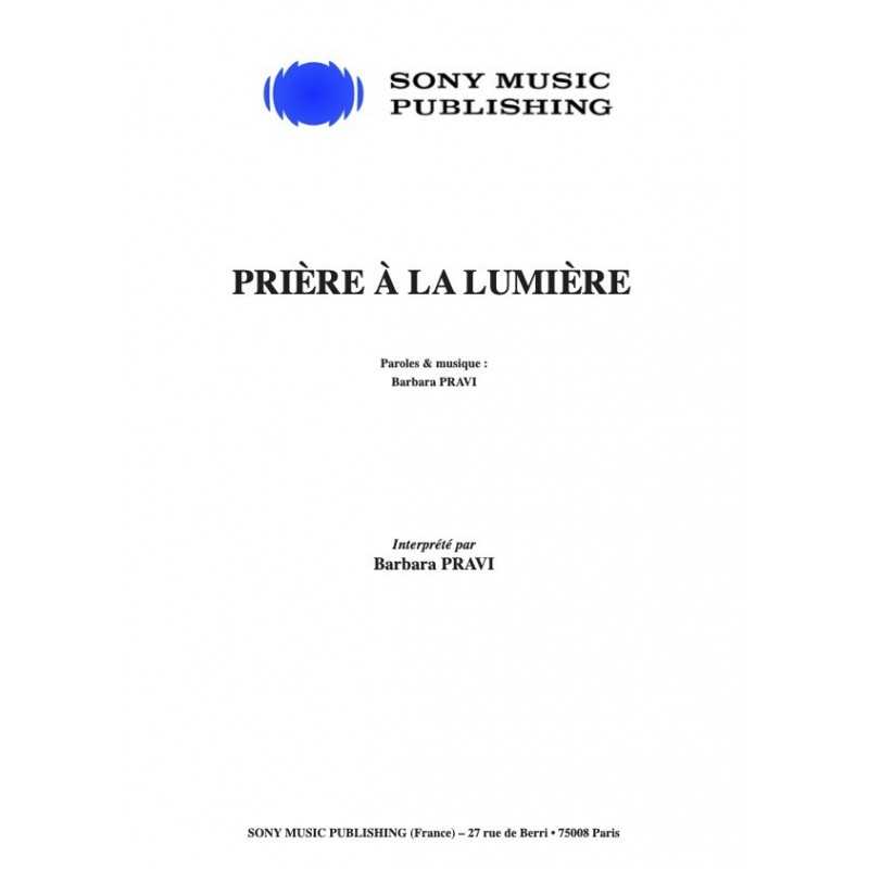 Partition PRIÈRE À LA LUMIERE Barbara PRAVI