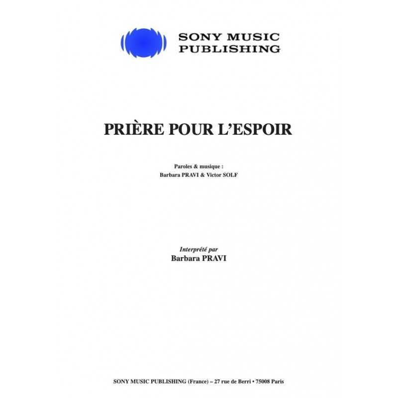 Partition PRIÈRE POUR L’ESPOIR Barbara PRAVI