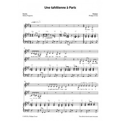 Sheet music UNE TAHITIENNE A PARIS Mareva Galanter & Robbie Williams