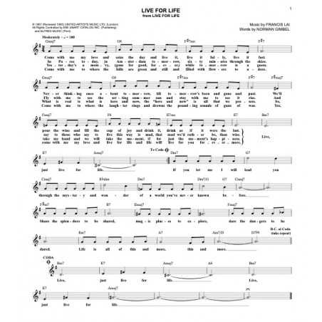 LIVE FOR LIFE (VIVRE POUR VIVRE) Guitar