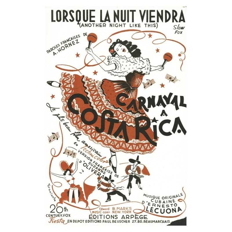 Partition LORSQUE LA NUIT VIENDRA Suzanne D'OLIVERA
