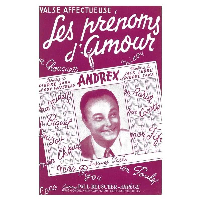 Partition LES PRENOMS D'AMOUR ANDREX