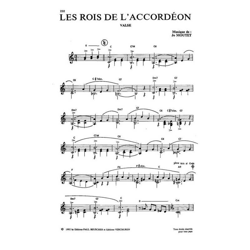 Partition LES ROIS DE L'ACCORDEON Jo MOUTET