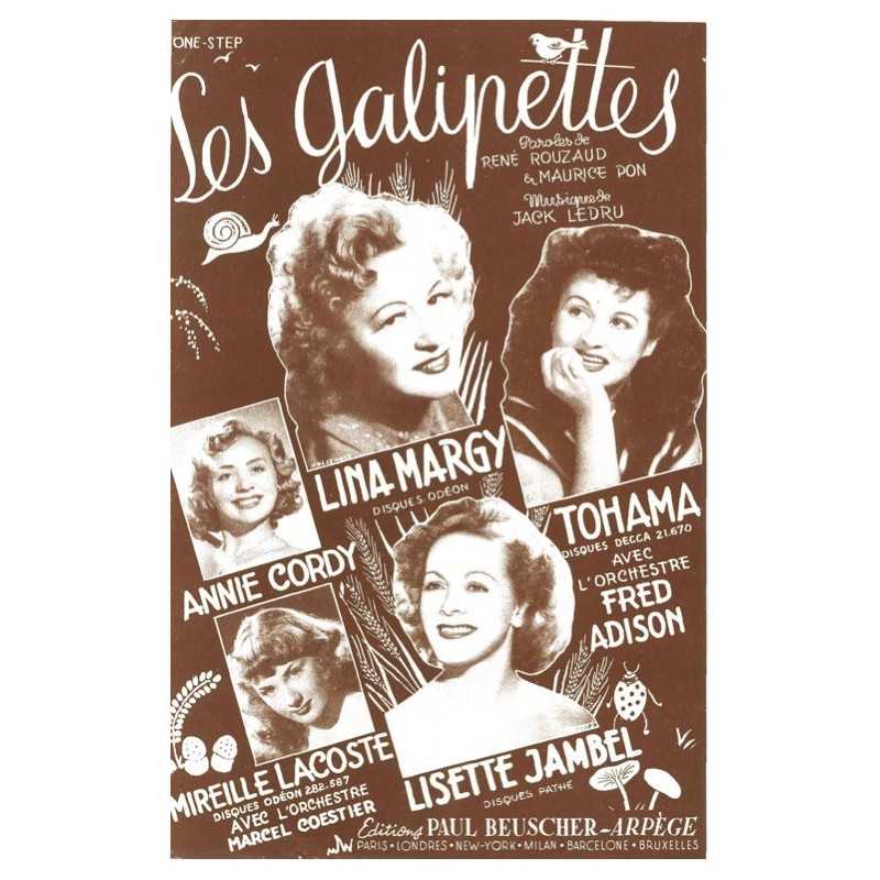 Partition LES GALIPETTES Annie CORDY
