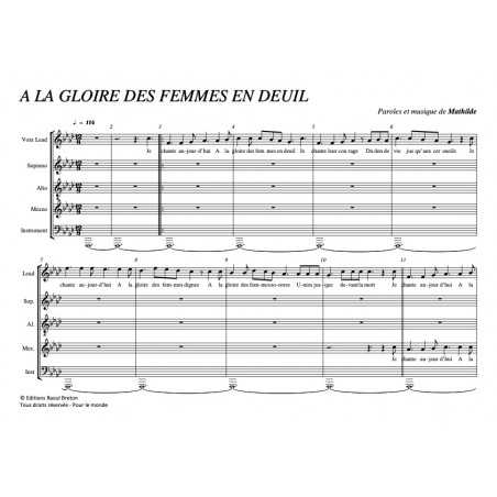 À LA GLOIRE DES FEMMES EN DEUIL (CHORALE)