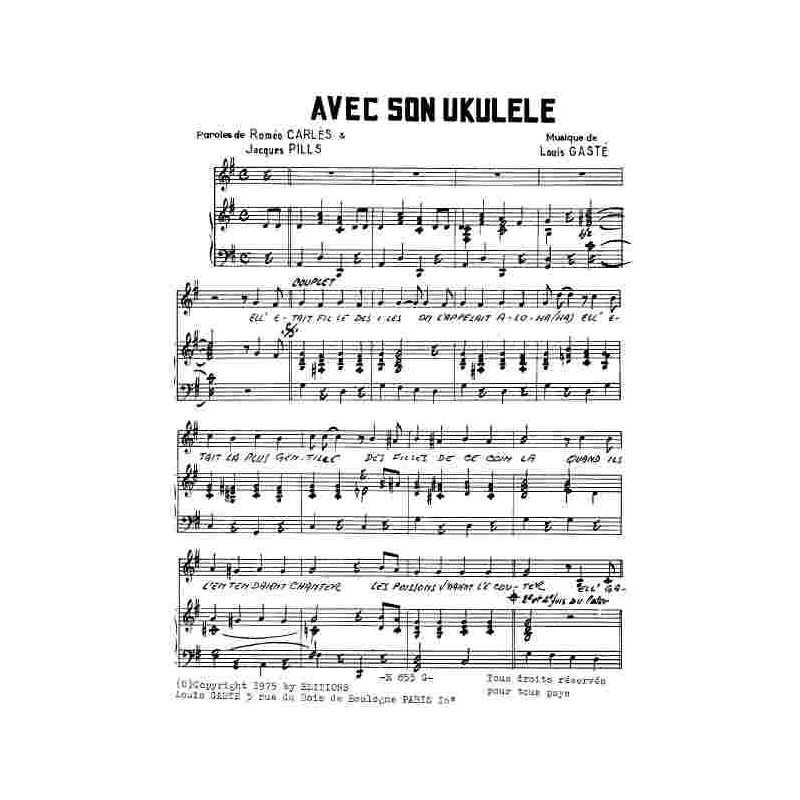 Partition AVEC SON UKULÉLÉ Jacques Pills
