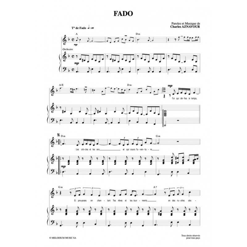 Partition FADO Charles AZNAVOUR