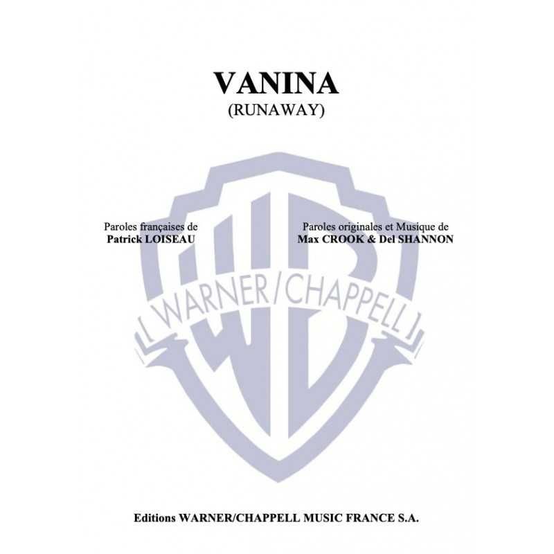 Sheet music VANINA (RUNAWAY) DAVE