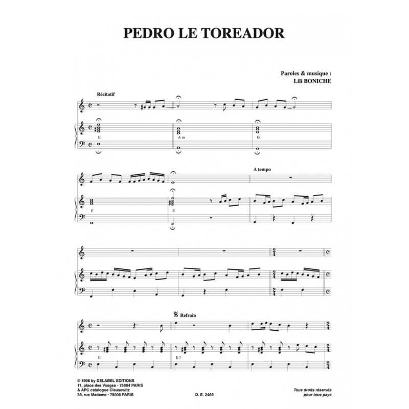 Partition Piano Lili Boniche
