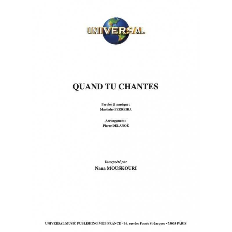 Partition QUAND TU CHANTES Nana Mouskouri PDF