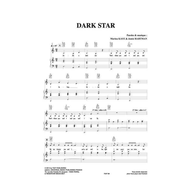 Sheet music DARK STAR Marina Kaye PDF