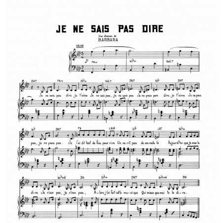 JE NE SAIS PAS DIRE