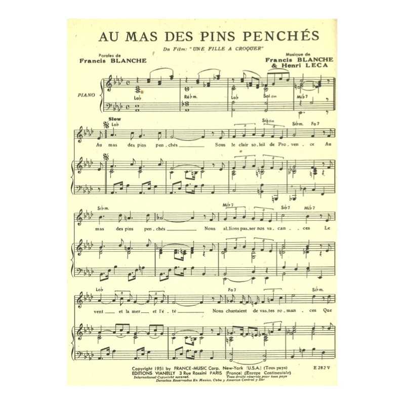 Partition AU MAS DES PINS PENCHÉS Eliane EMBRUN