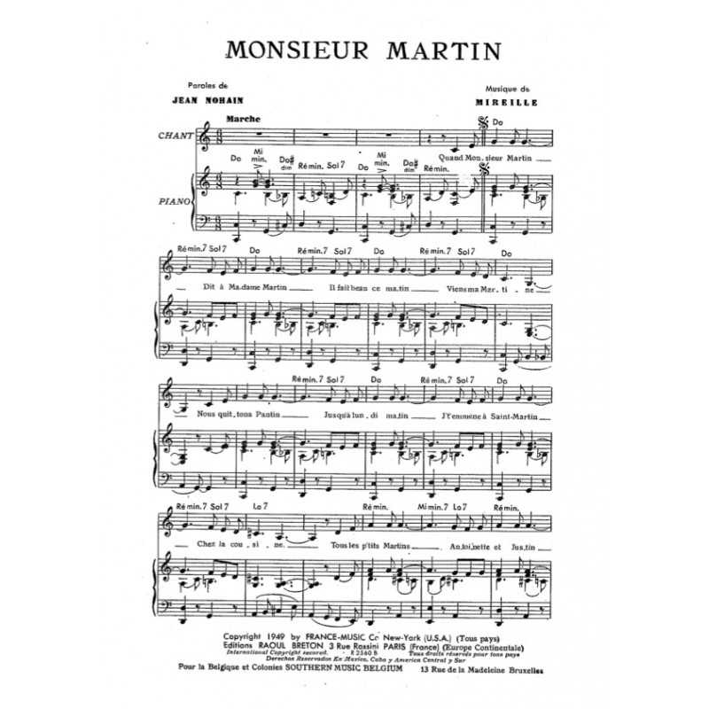 Partition MONSIEUR MARTIN PDF