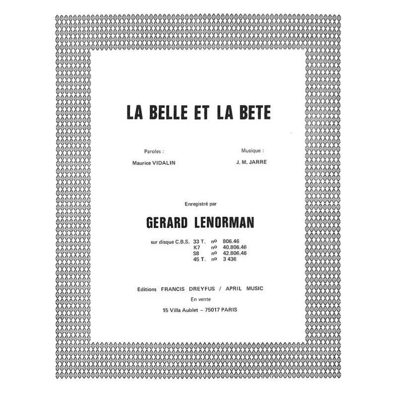 Sheet music LA BELLE ET LA BÊTE Gérard LENORMAN
