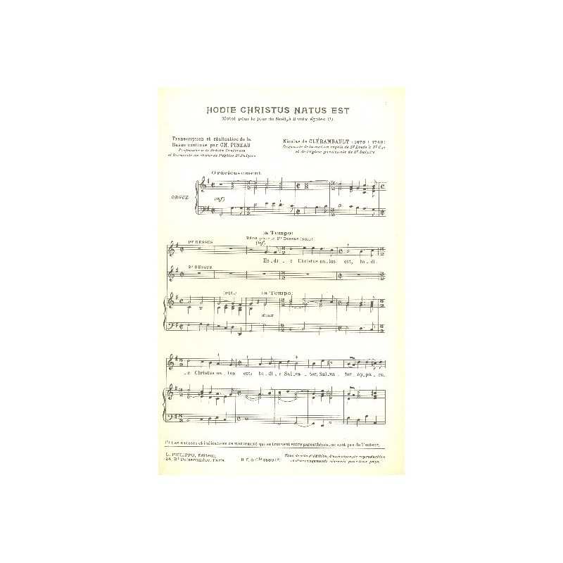 Partition HODIE CHRISTUS NATUS EST Louis-Nicolas CLERAMBAULT