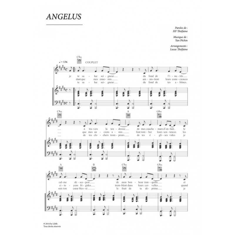 Partition ANGELUS Hubert-Félix THIÉFAINE PDF