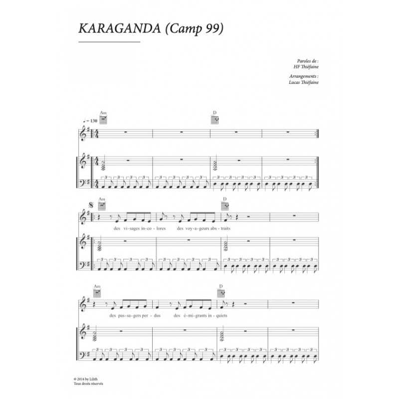 Partition KARAGANDA (CAMP 99) Hubert-Félix THIÉFAINE PDF