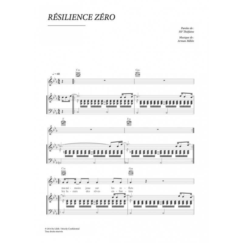 Sheet music RÉSILIENCE ZÉRO Hubert-Félix THIÉFAINE PDF