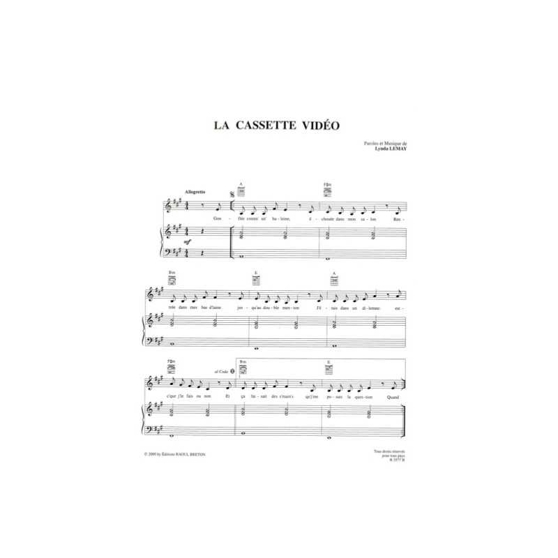 Sheet music LA CASSETTE VIDÉO Lynda LEMAY PDF