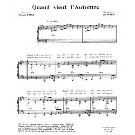 QUAND VIENT L'AUTOMNE