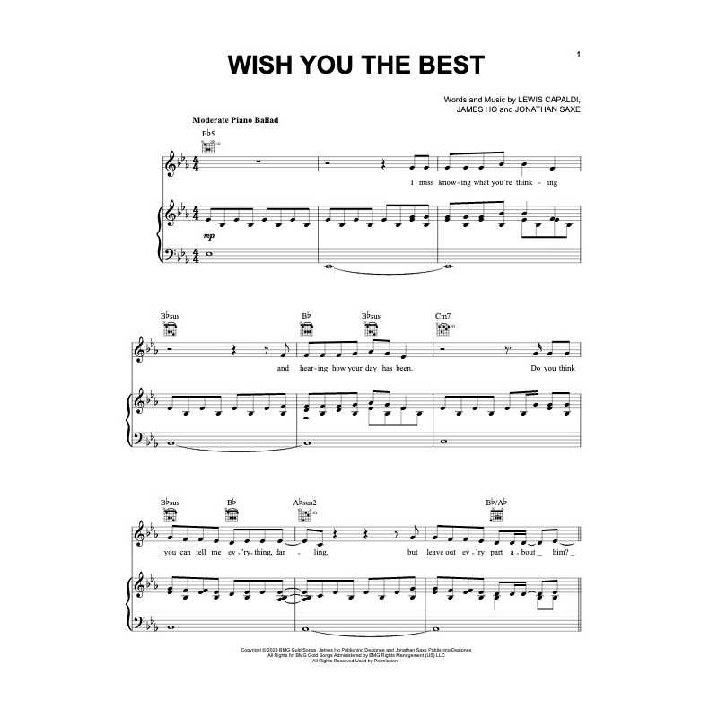 Partition WISH YOU THE BEST Lewis Capaldi