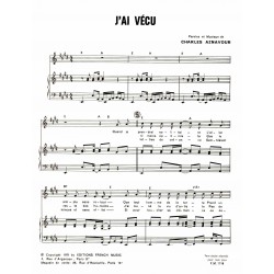 Sheet music J'AI VÉCU Charles Aznavour PDF
