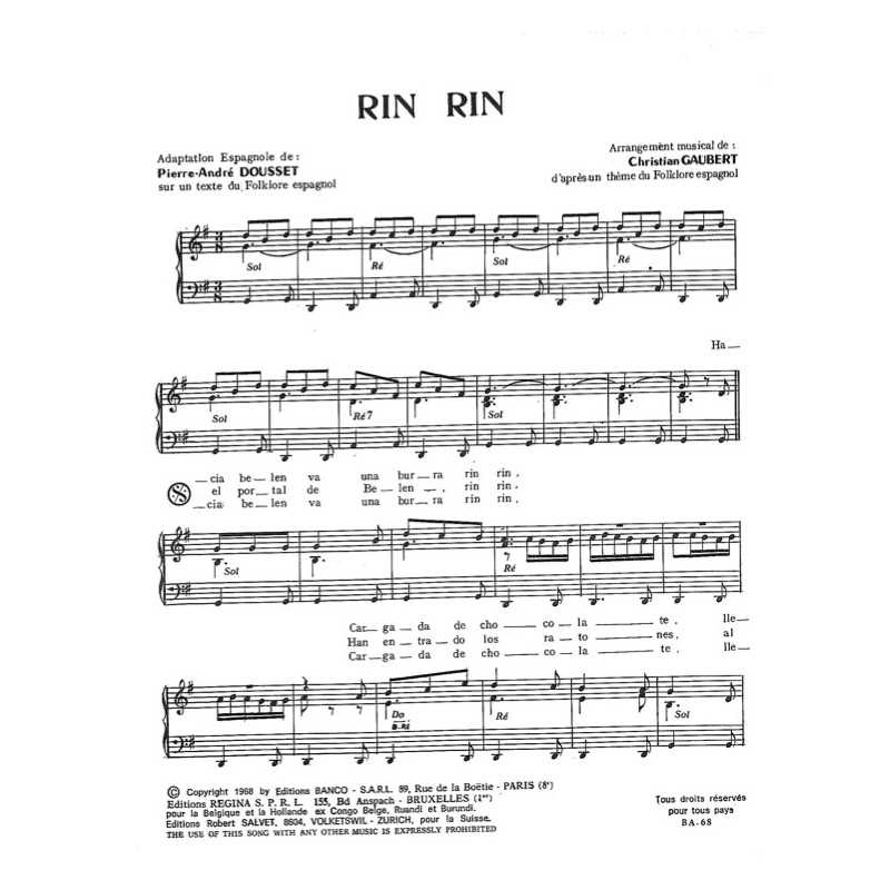 Partition RIN RIN Mireille MATHIEU pdf