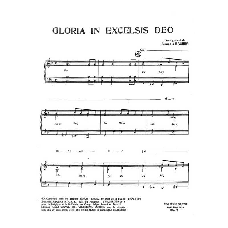 Partition GLORIA IN EXCELSIS DEO Mireille MATHIEU