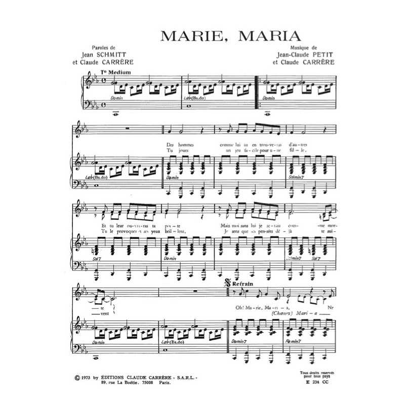 Partition MARIE MARIA SHEILA