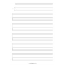 Papier à musique vierge à imprimer piano + une portée mélodique (6 portées) partitions