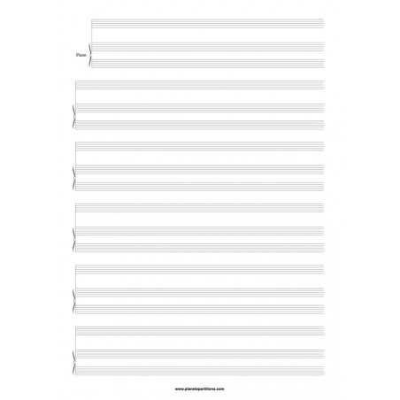 PAPIER A MUSIQUE VIERGE A IMPRIMER PIANO + UNE PORTEE MELODIQUE (6 PORTEES)