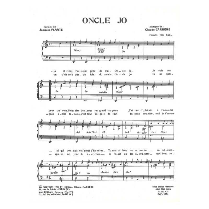 Partition ONCLE JO SHEILA PDF