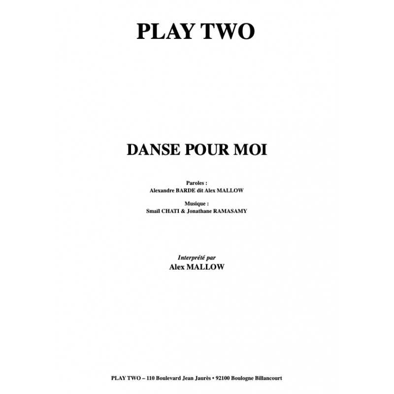 Partition DANSE POUR MOI Alex MALLOW PDF