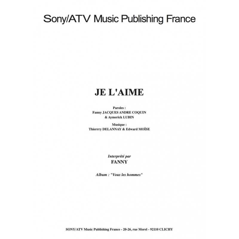 Partition JE L'AIME FANNY J PDF