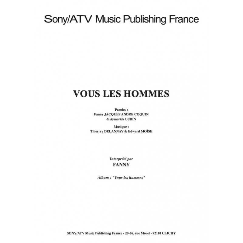 Partition VOUS LES HOMMES FANNY J PDF