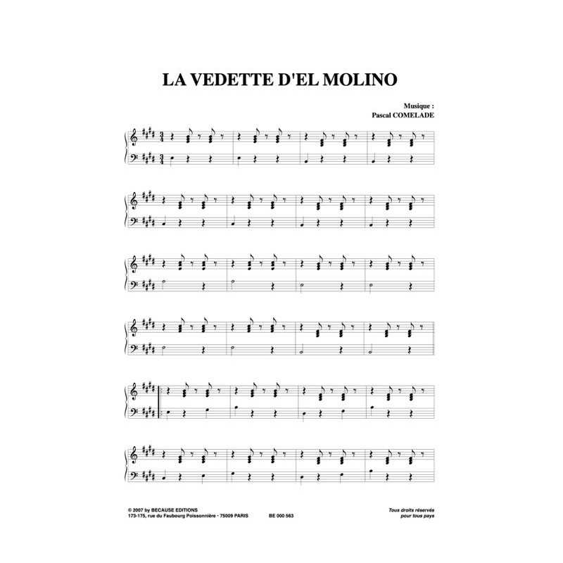 Partition PDF LA VEDETTE D'EL MOLINO Pascal COMELADE