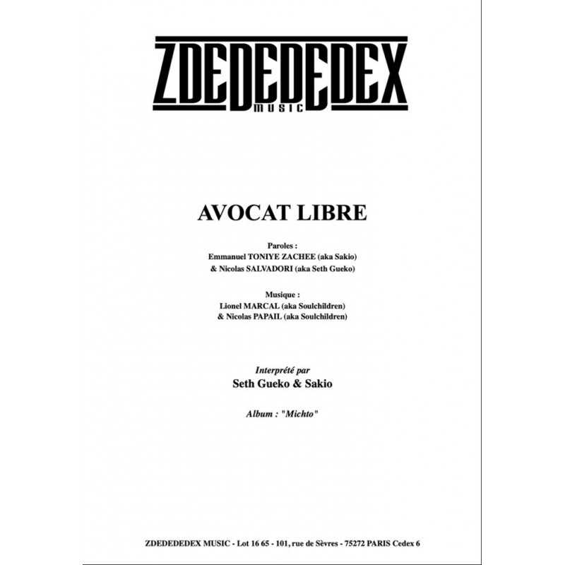 Partition PDF AVOCAT LIBRE SETH GUEKO