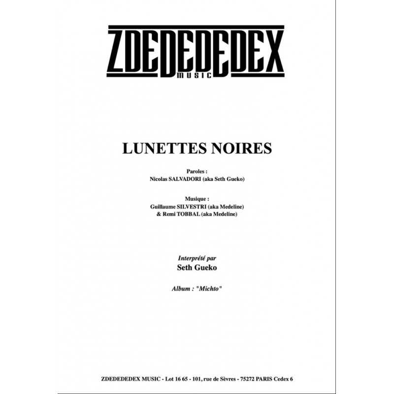 Partition PDF LUNETTES NOIRES SETH GUEKO