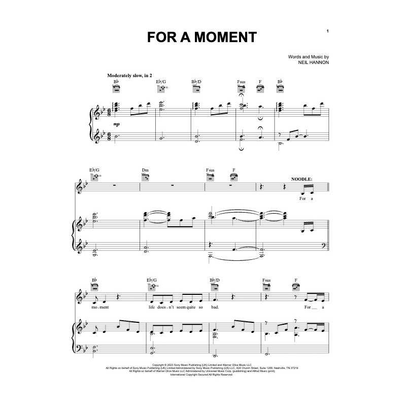 Sheet music FOR A MOMENT Calah Lane & Timothée Chalamet