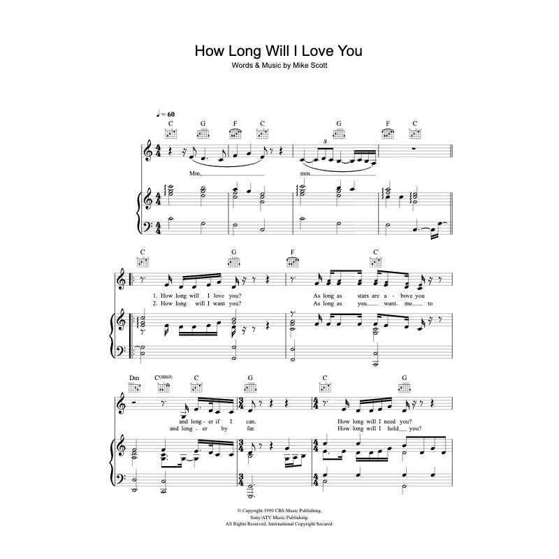 Sheet music HOW LONG WILL I LOVE YOU Ellie Goulding