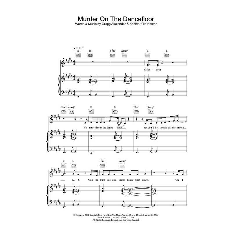 Sheet music MURDER ON THE DANCEFLOOR Sophie Ellis-Bextor