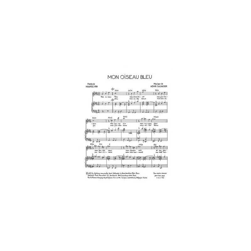Partition PDF MON OISEAU BLEU Henri SALVADOR