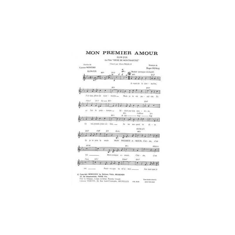 Partition PDF MON PREMIER AMOUR Albert PREJEAN