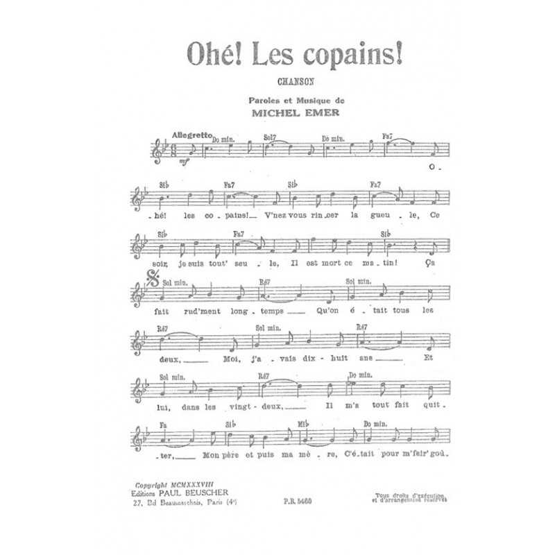 Partition PDF OHÉ ! LES COPAINS ! FRÉHEL
