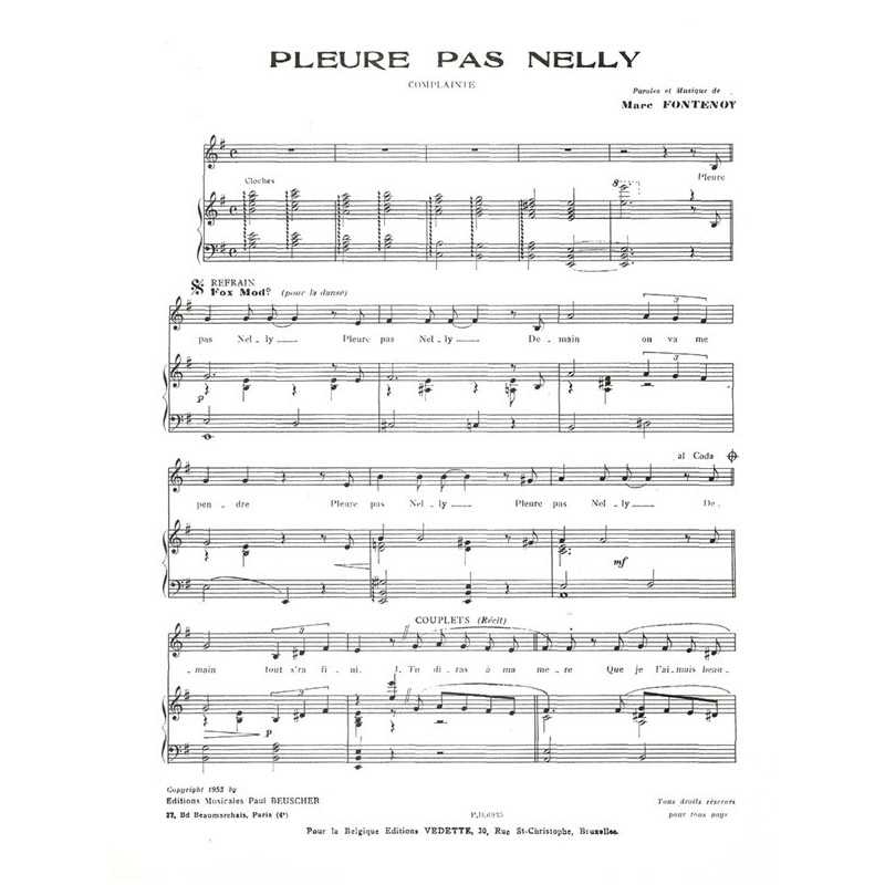 Partition PDF PLEURE PAS NELLY Eddie CONSTANTINE